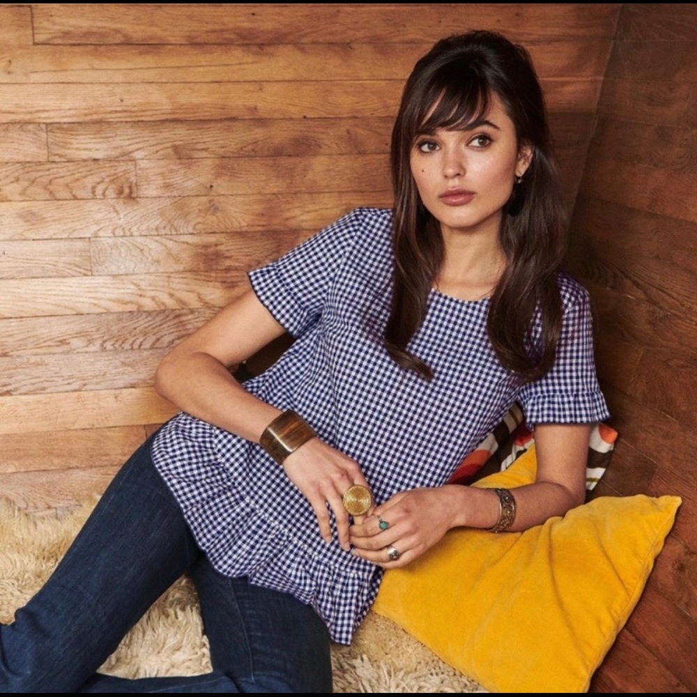Sezane Gingham Alix Blouse NWT sz 6